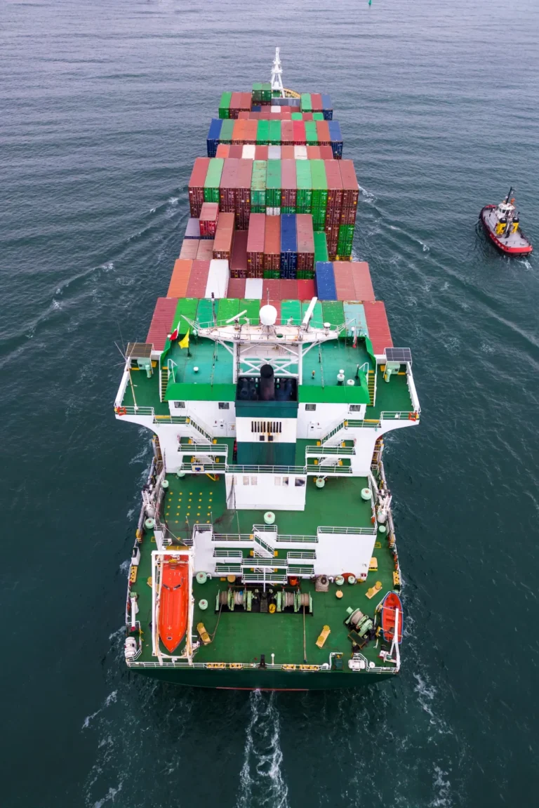 Cargo vessel transporting freight overseas for HS Agency shipping services